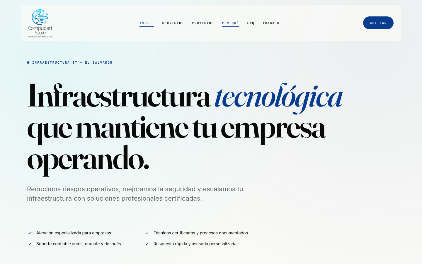 Captura del sitio Compupart Store