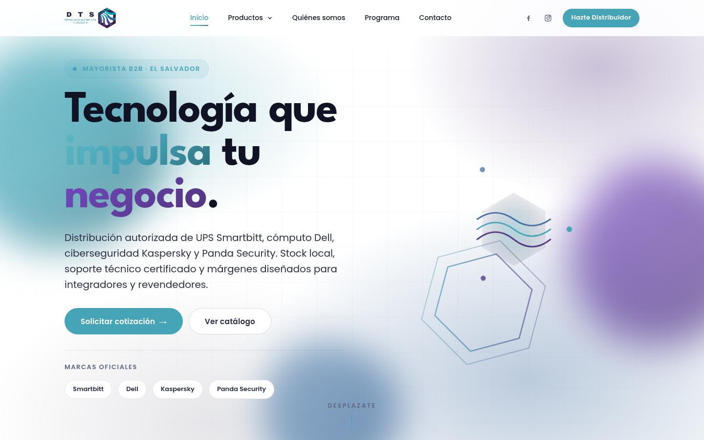 Captura del sitio DTS El Salvador