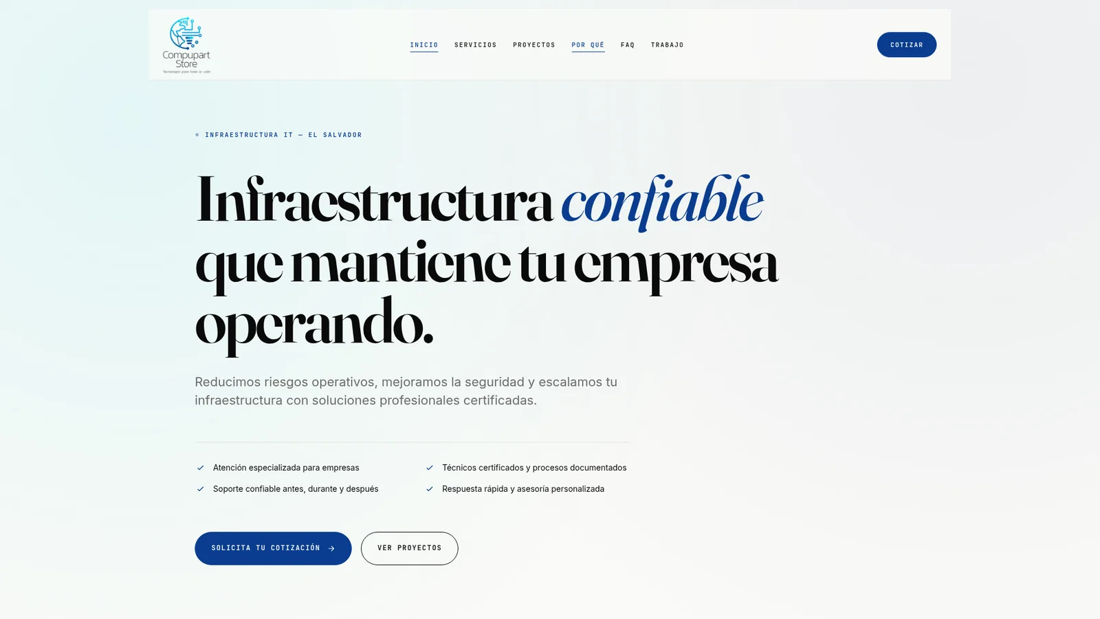 Compupart Store — captura del sitio