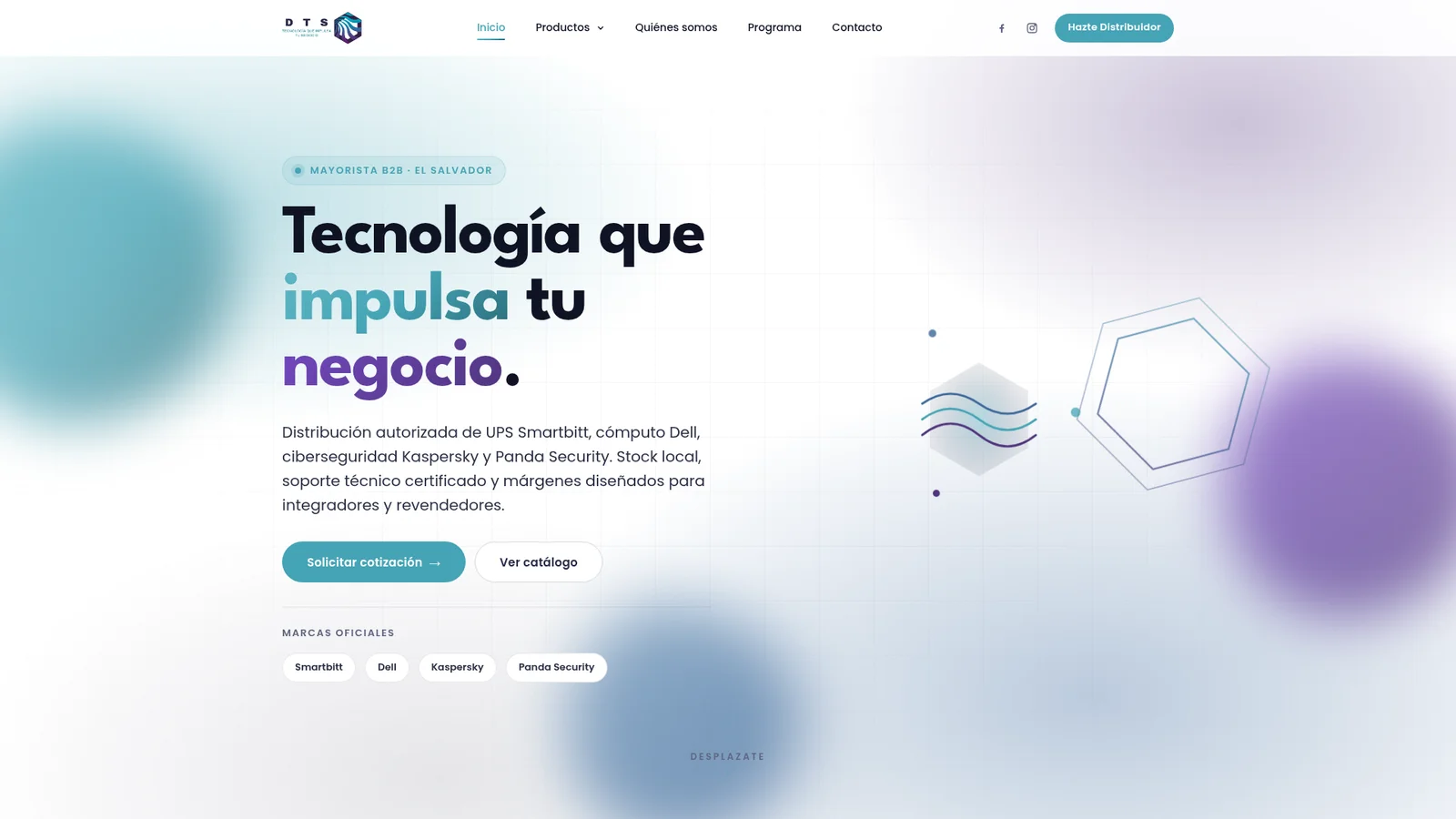 DTS El Salvador — captura del sitio